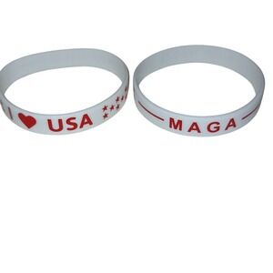MAGA I Love USA Silicone Wristbands White Red Patriotic Bracelets (5)